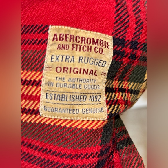 Abercrombie & Fitch Vintage Plaid Flannel Shirt Jacket Shacket Quilt Lined XL - Picture 12 of 15
